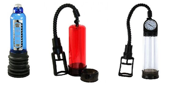 Différents types de pompes qui agrandissent le pénis